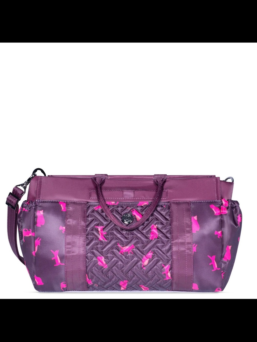 Lug East/West Convertible Shoulder Bag Romper 2 in Wine Cats Orchid NWT
